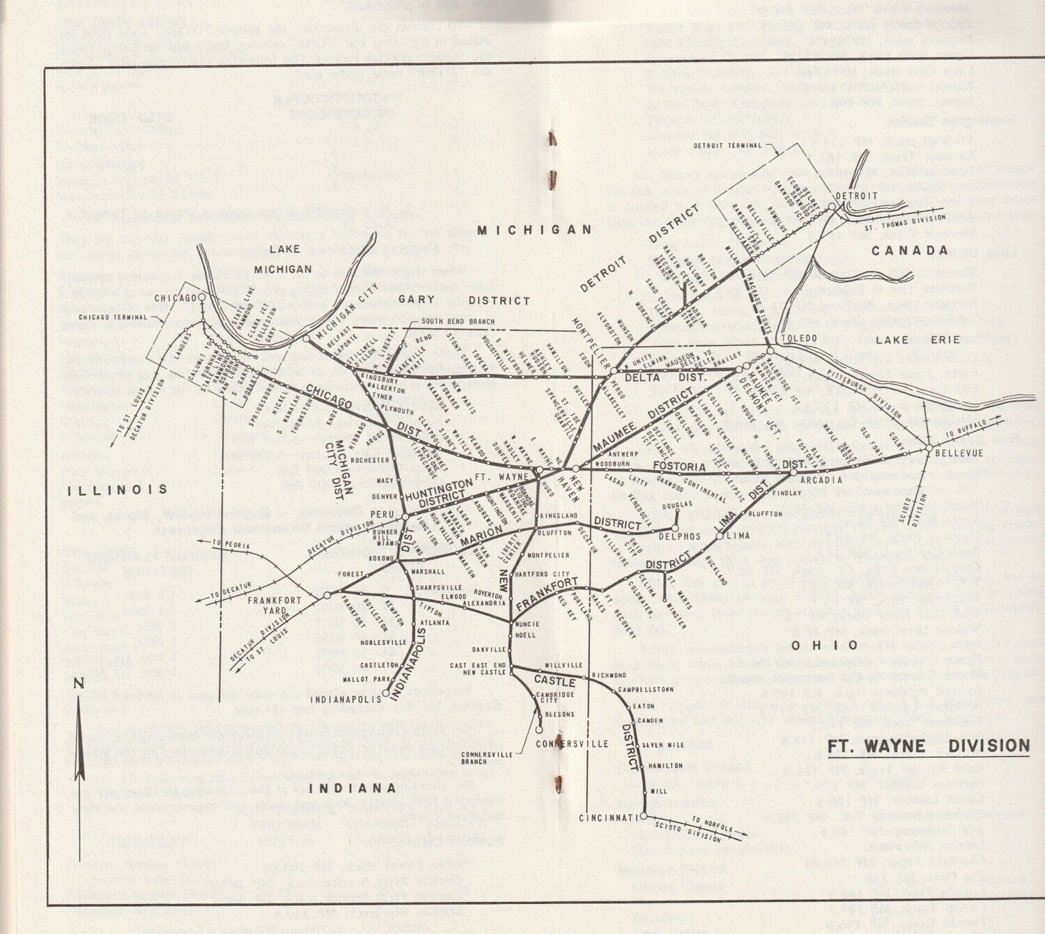 Norfolk Southern Fort Wayne Division Map 1987