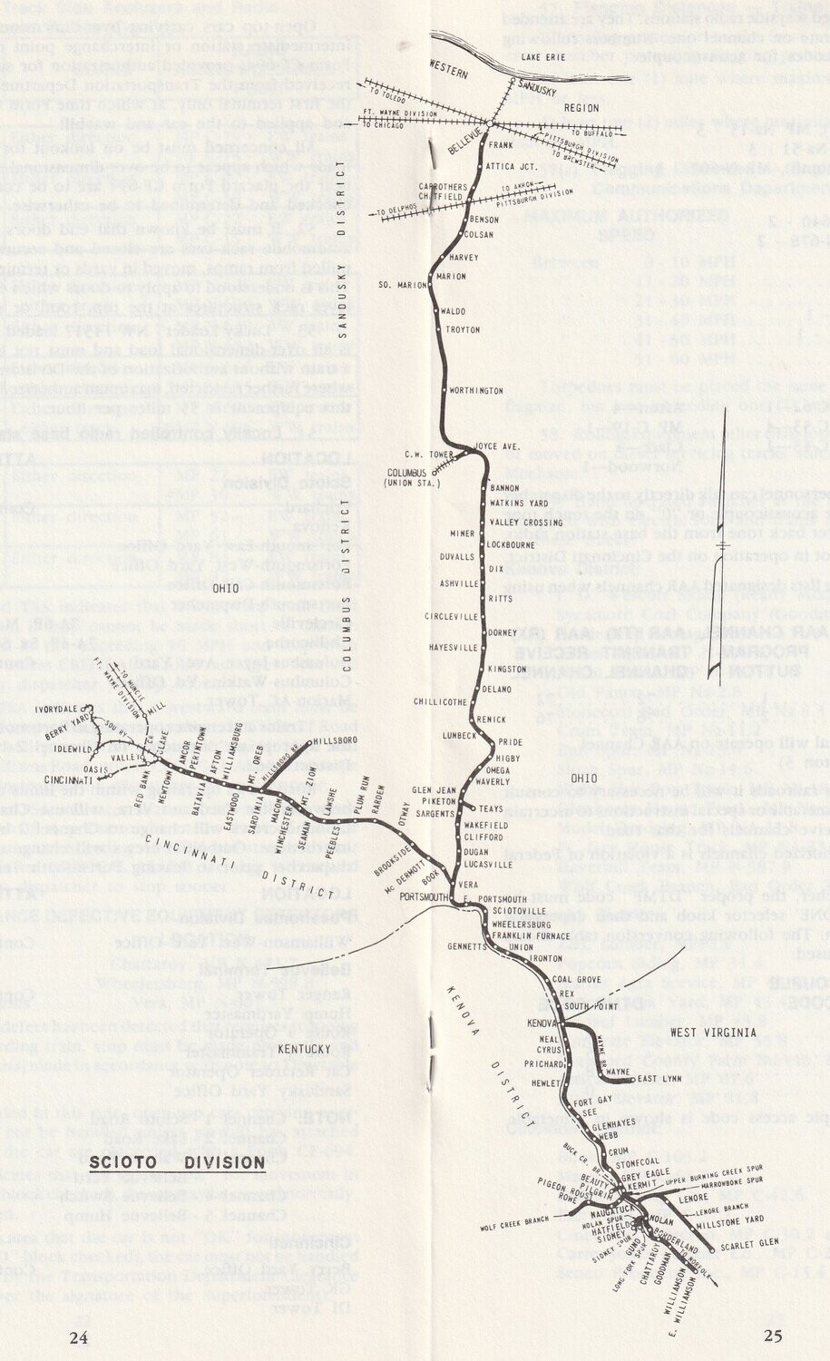 Norfolk Southern Scioto Division Map 1987