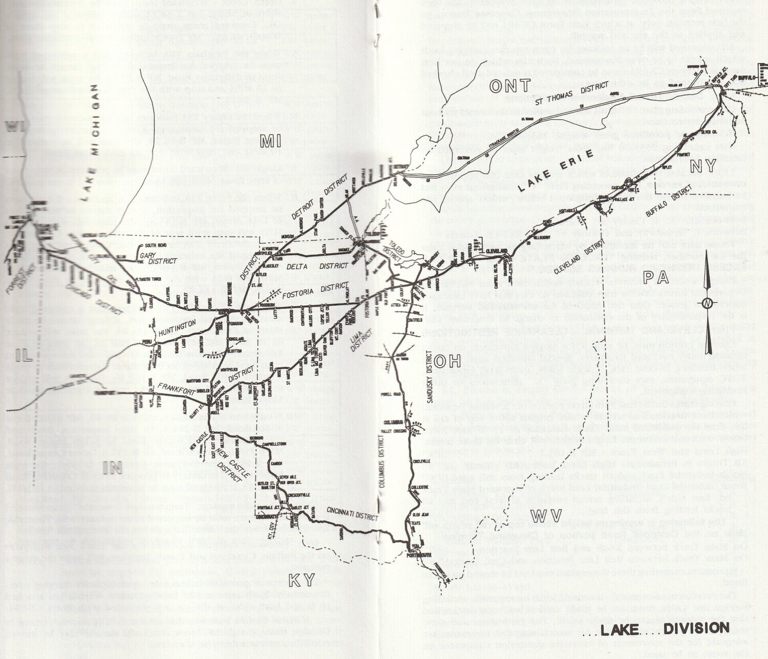 Norfolk Southern Lake Division Map 1990