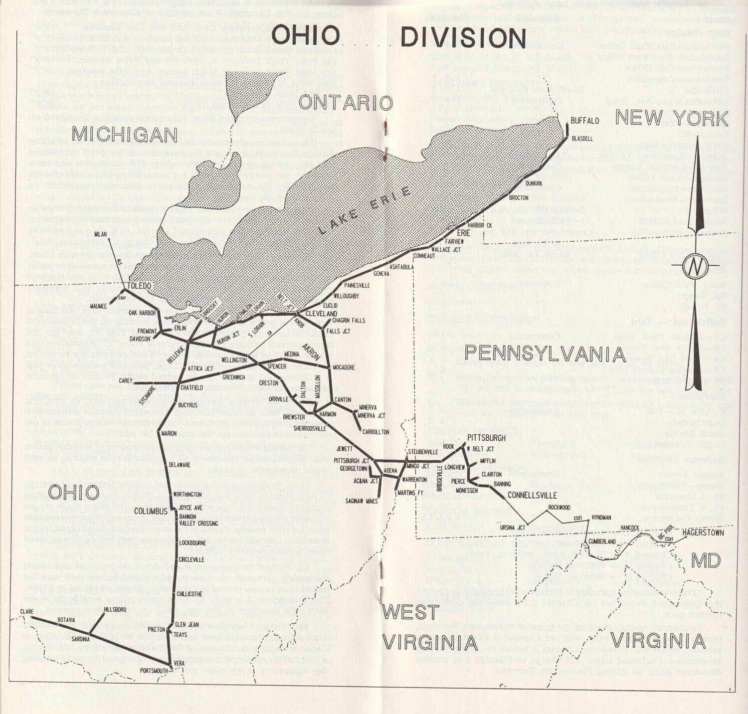 Norfolk Southern Ohio Division Map 1988