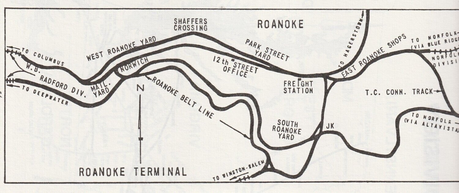 Norfolk Southern Roanoke Terminal Map 1988