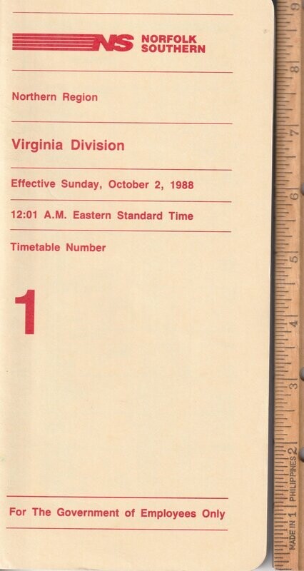 Norfolk Southern Virginia Division 1988