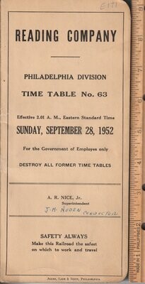 Reading Philadelphia Division 1952