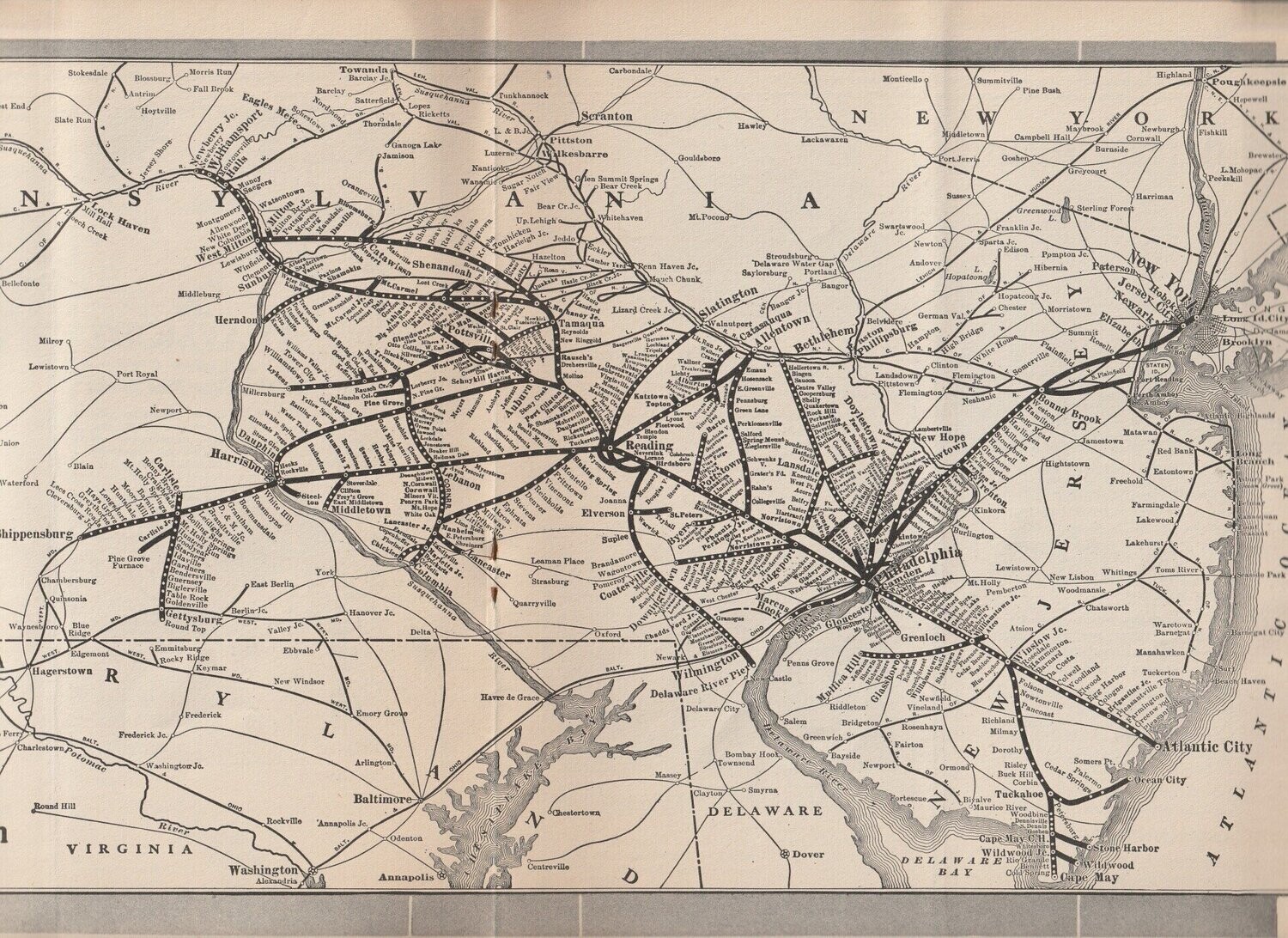 Reading Company system map 1926