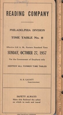 Reading Philadelphia Division 1957