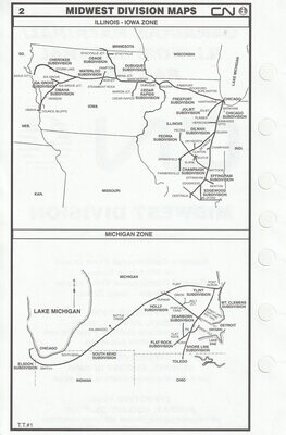 Canadian National / Illinois Central Midwest Division Map 2000