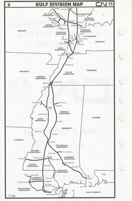 Canadian National / Illinois Central Gulf Division map 2001