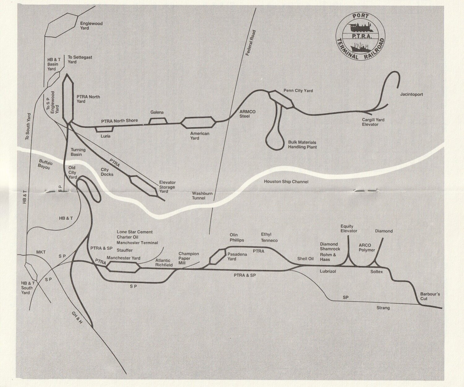 Port Terminal Railroad Association (Texas) Map 1982