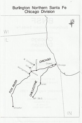 Burlington Northern Santa Fe Chicago Division Map 1996