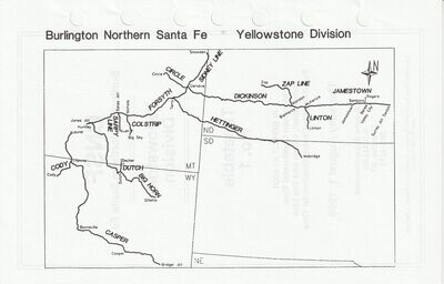 Burlington Northern Santa Fe Yellowstone Division map 1996