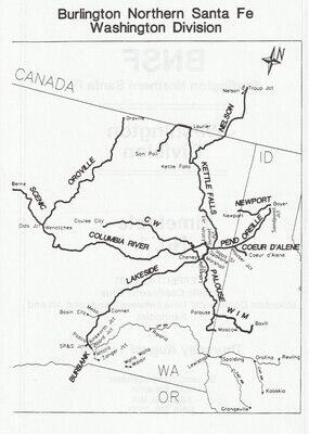 Burlington Northern Santa Fe Washington Division Map 1996