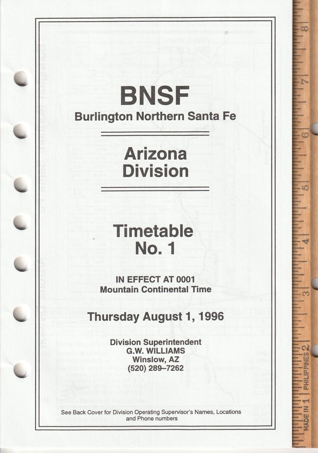 Burlington Northern Santa Fe Arizona Division 1996