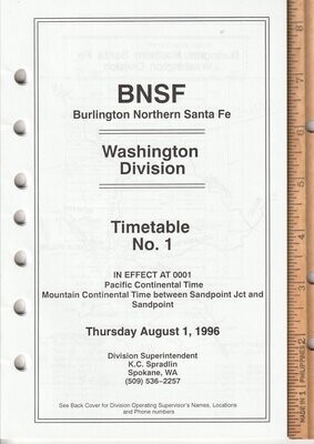Burlington Northern Santa Fe Washington Division 1996