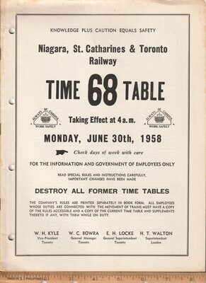Niagara, St. Catharines & Toronto Railway 1958