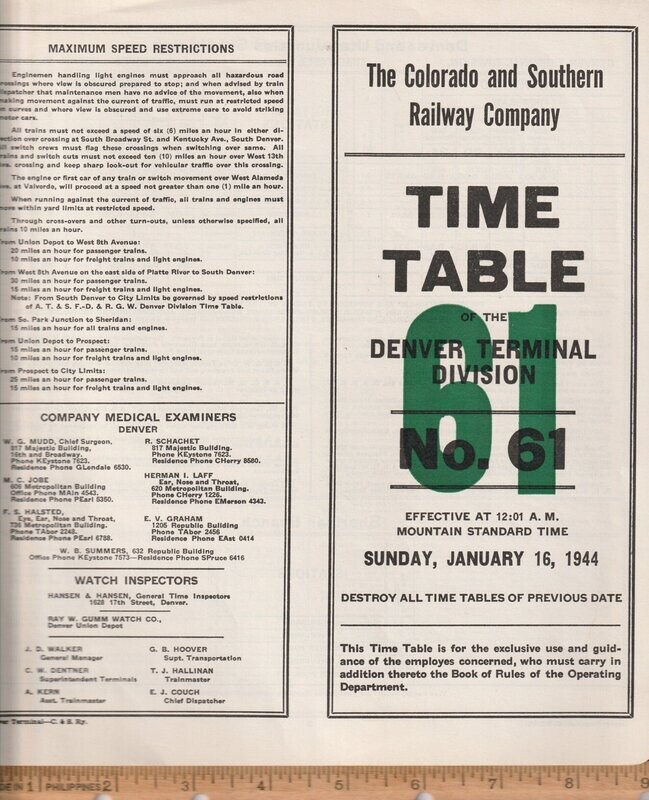 Colorado & Southern Denver Teminal 1944