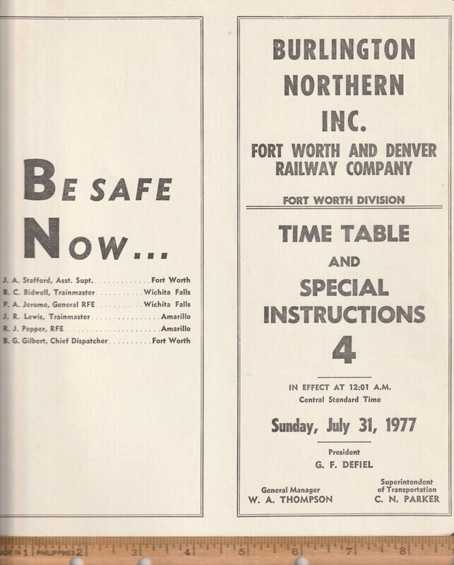 Fort Worth & Denver Fort Worth Division 1977