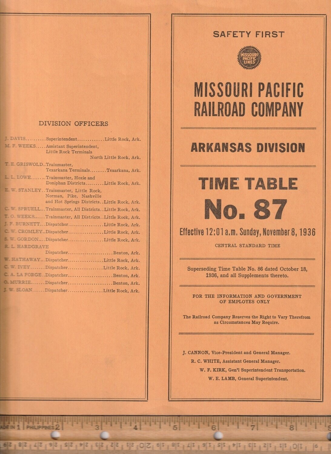Missouri Pacific Arkansas Division 1936