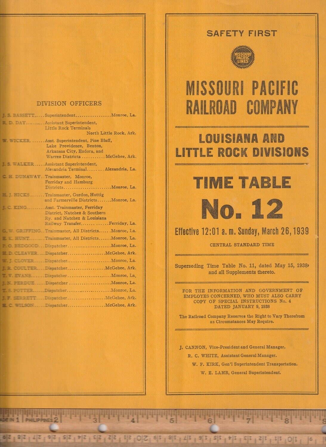 Missouri Pacific Louisiana and Little Rock Divisions 1939