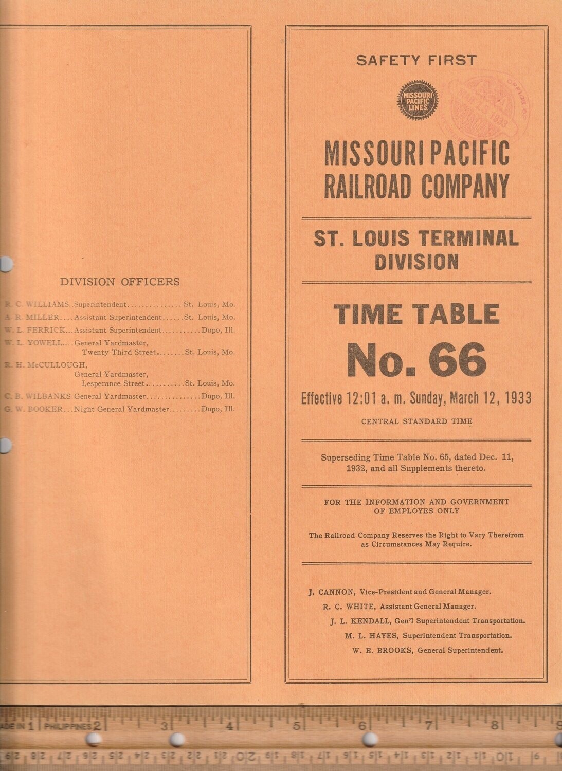 Missouri Pacific St. Louis Terminal Division 1933