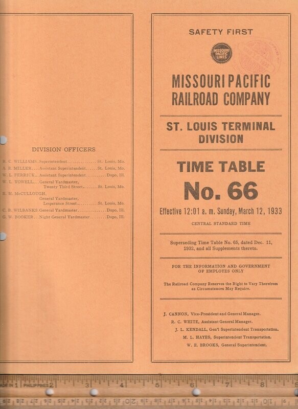 Missouri Pacific St. Louis Terminal Division 1933