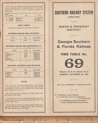 Southern Georgia Southern & Florida Rwy 1932