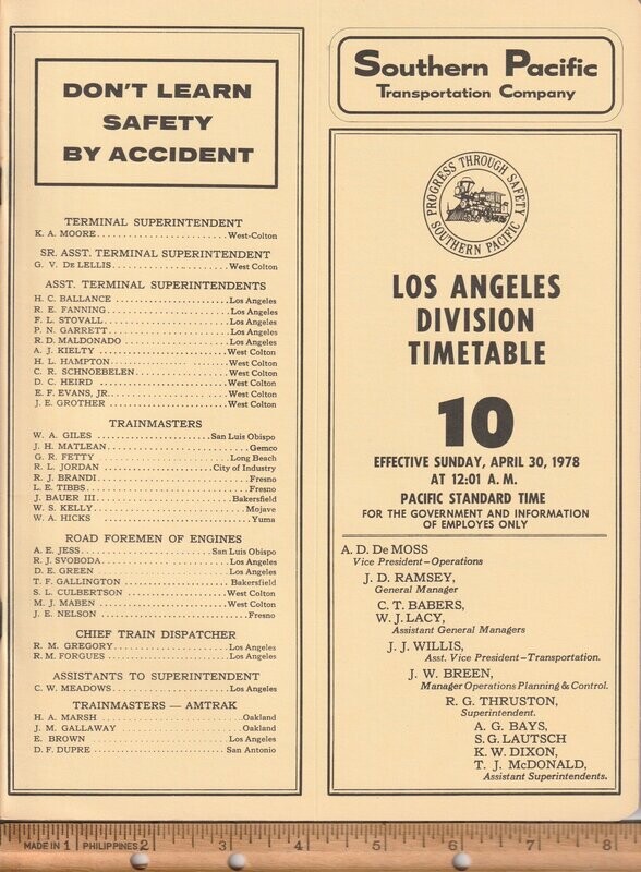 Southern Pacific Los Angeles Division 1978