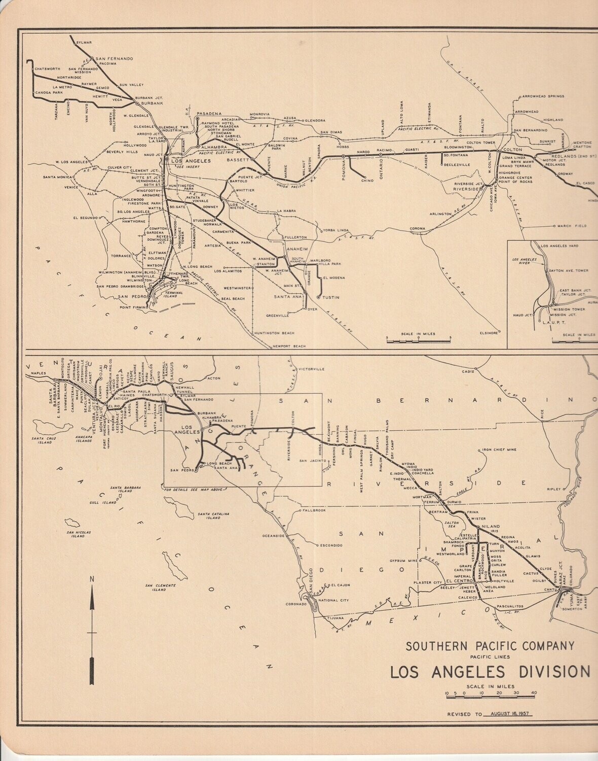 Southern Pacific Los Angeles Division Map 1960