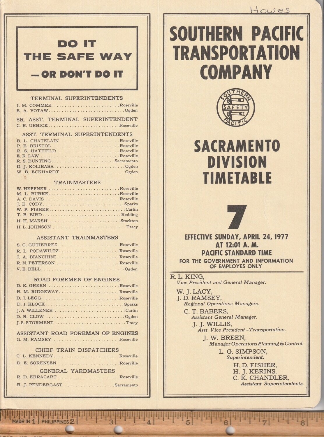 Southern Pacific Sacramento Division 1977