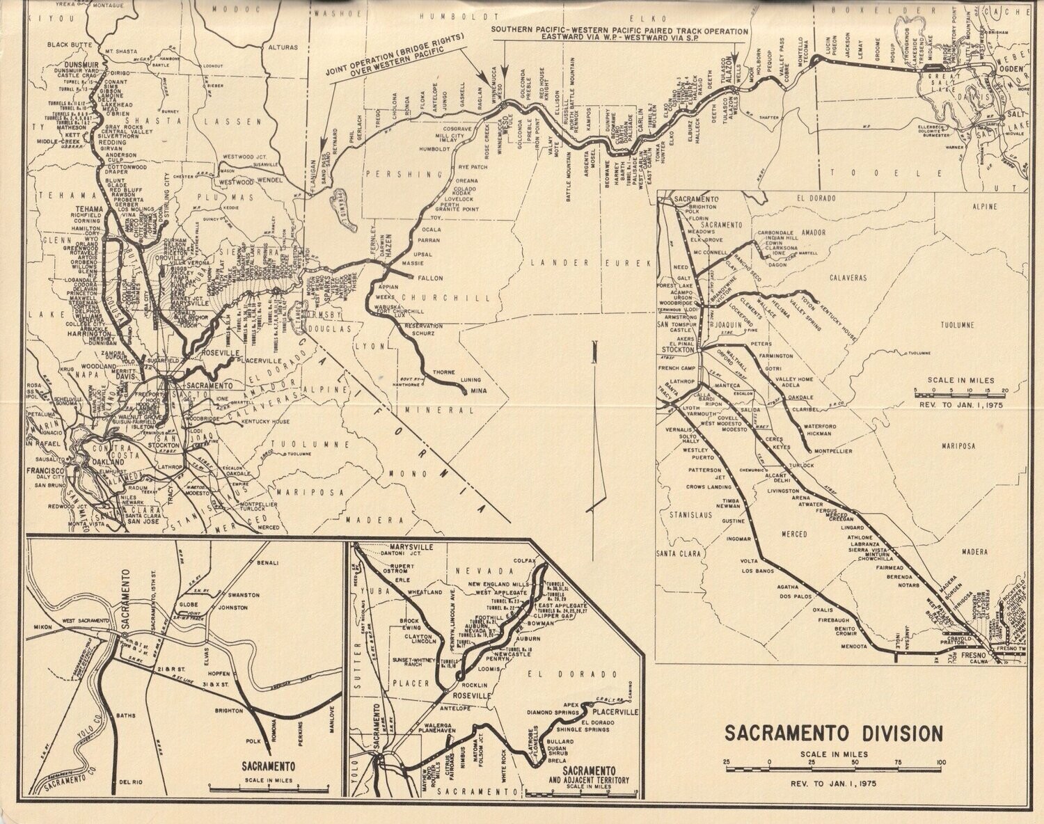 Southern Pacific Sacramento Division Map 1977