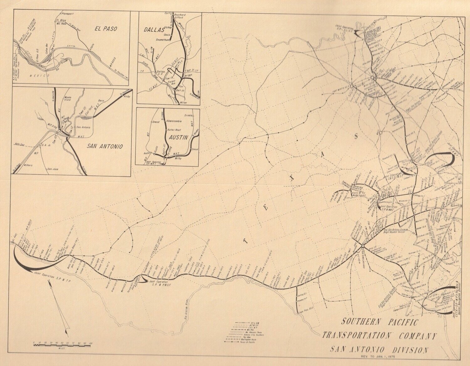 Southern Pacific San Antonio Division Map 1977