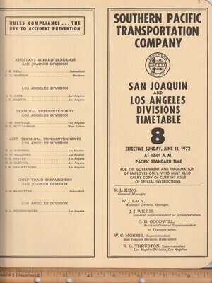 Southern Pacific San Joaquin and Los Angeles Divisions 1972