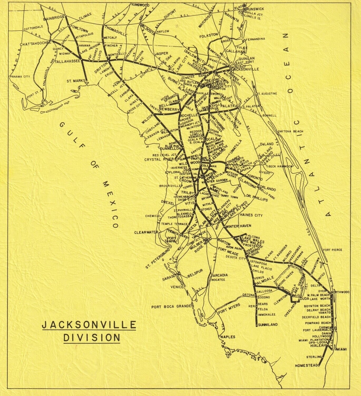 Seaboard Coast Line Jacksonville Division Map 1971