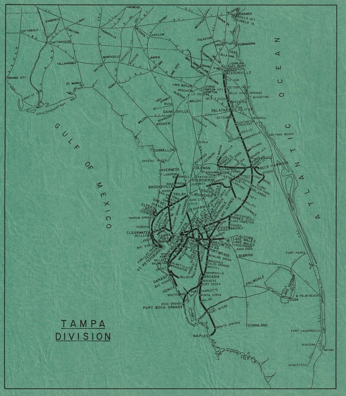 Seaboard Coast Line Tampa Division Map 1971
