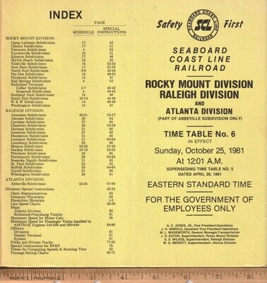 Seaboard Coast Line Rocky Mount and Raleigh Divisions 1981