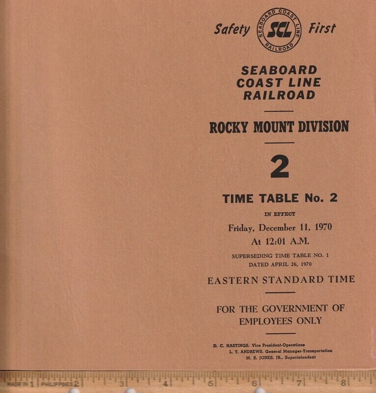 Seaboard Coast Line Rocky Mount Division 1970