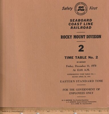 Seaboard Coast Line Rocky Mount Division 1970