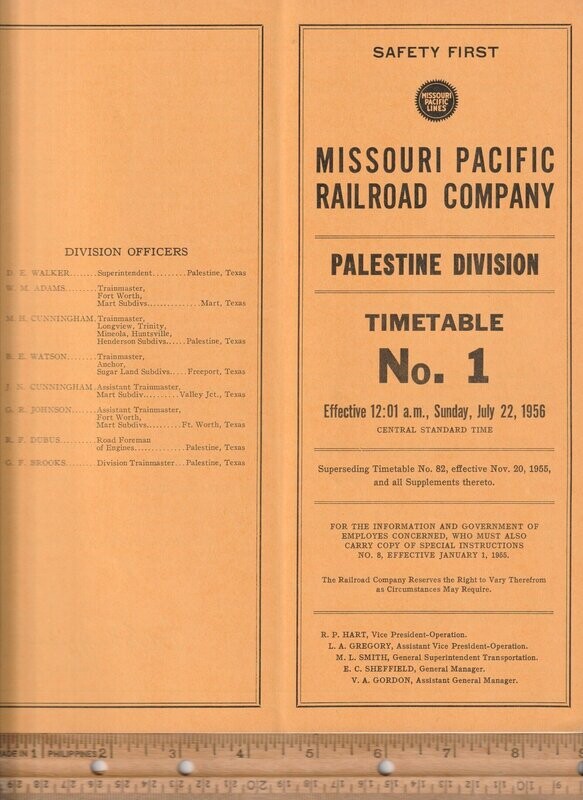 MIssouri Pacific Palestine Division 1956