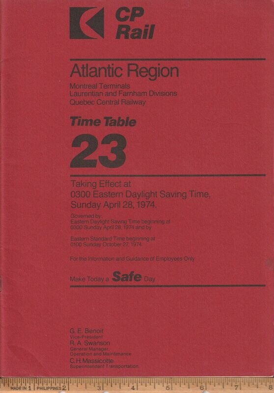 CP Rail Montreal Terminals, Laurentian and Farnham Divisions and Quebec Central Railway 1974