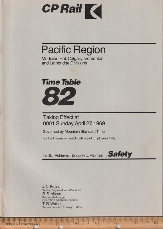 CP Rail Medicine Hat, Calgary, Edmonton and Lethbridge Divisions 1969