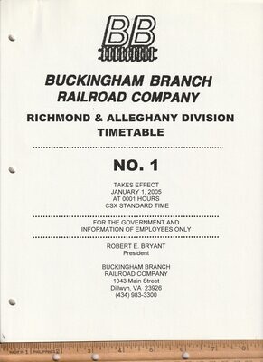 Buckingham Branch RR Richmond & Alleghany Division 2001