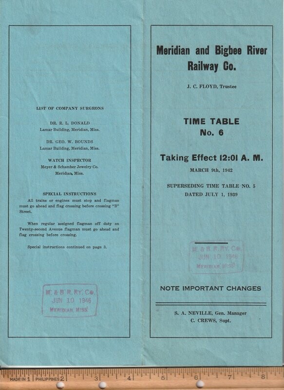Meridian and Bigbee River Railway 1942