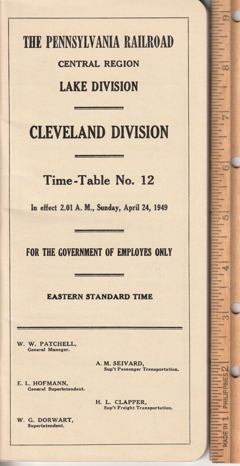 Pennsylvania RR Cleveland Division 1949