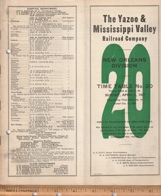 Yazoo & Mississippi Valley New Orleans Division 1927