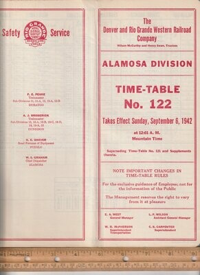 Denver and Rio Grande Western Alamosa Division 1942