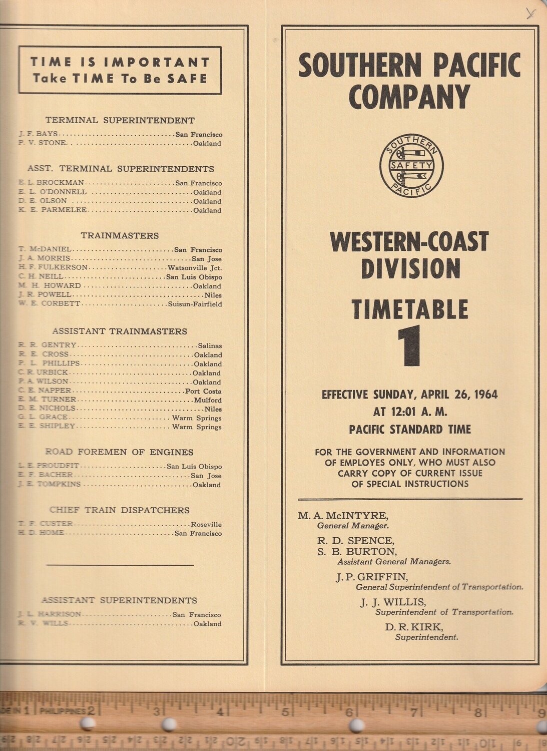 Southern Pacific Western-Coast Division 1964