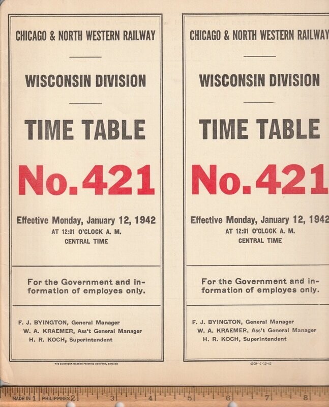 Chicago & North Western Wisconsin Division 1942