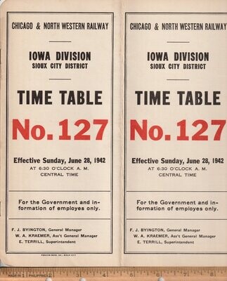 Chicago & North Western Iowa Division Sioux City District 1942