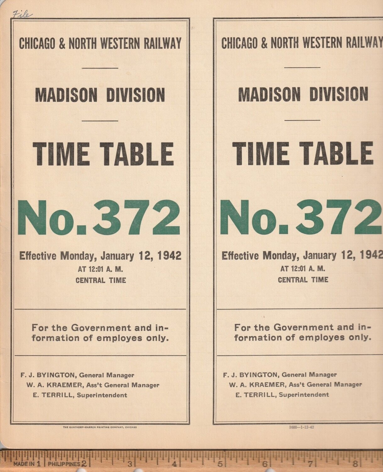 Chicago & North Western Madison Division 1942