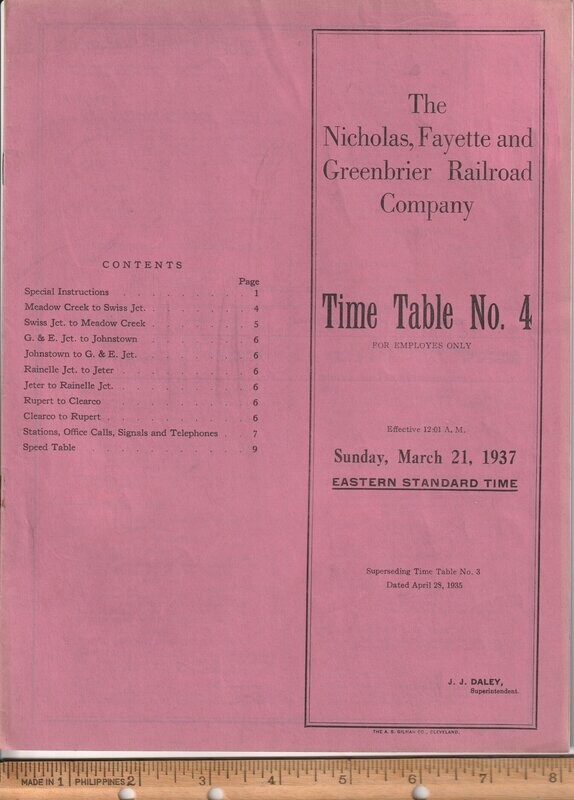 Nicholas, Fayette & Greenbriar Railroad 1937