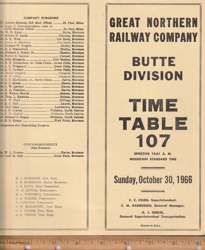 Great Northern Butte Division 1966